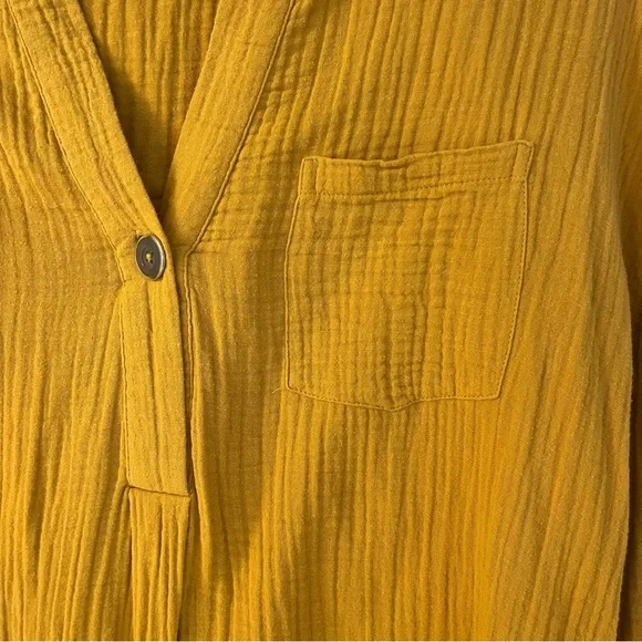 Cupio Textured 100% Cotton Mustard Yellow Tunic Top Sz M - Picture 9 of 9